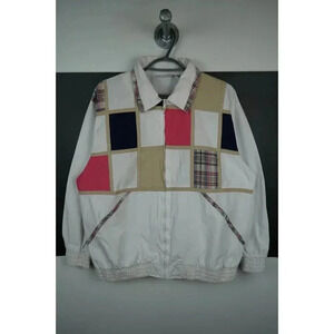 Vintage Jacket 90s Colorblock Full Zip Collared Multicolor M | Item #716